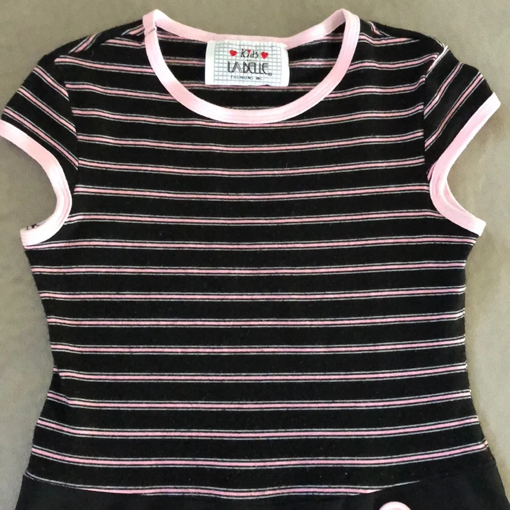 Kids by Labelle Dress Girls Black Pink Striped Tag‎ Cut